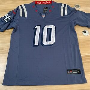 🧡Drake Maye Stitched Storm Blue Jersey Vapor